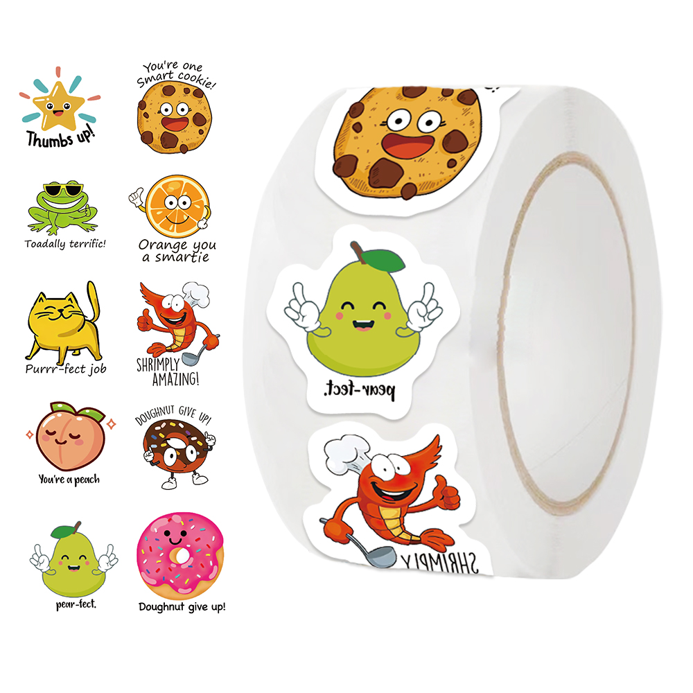 Kids Education Motivation - 500 sztuk/rolka Kawaii naklejka uczeń studiujący